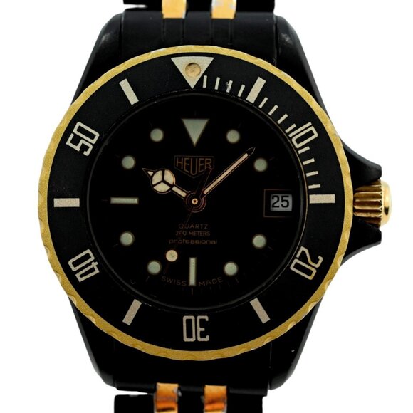 Vintage Heuer (Pre-Tag) 28mm Ladies 1000 Series Black/ Gold Watch Ref 980.038/28 - Picture 1 of 10